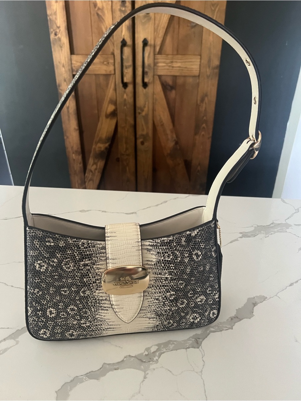 Coach Eliza Lizard embossed Natural/Gold 0064